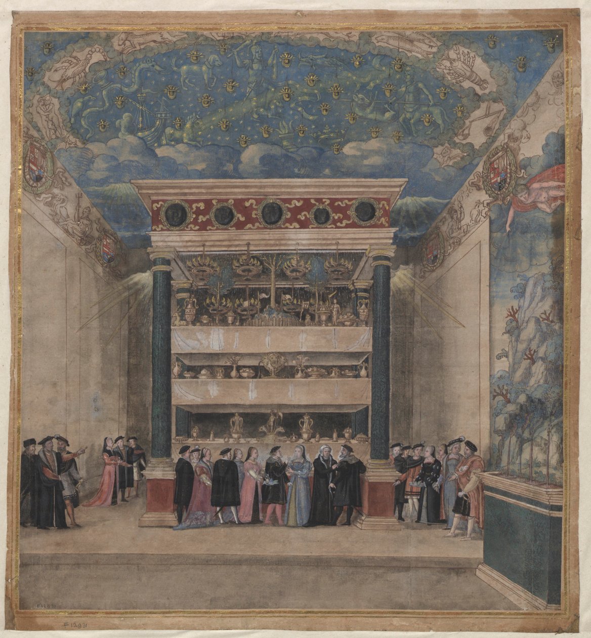 Binche-Palast während der Feierlichkeiten im August 1549, 1549 von Unbekannt