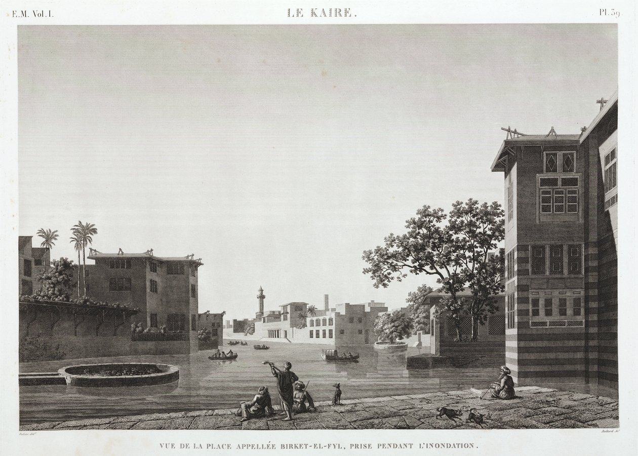 Birket-al-Fyl, Kairo, Ägypten, während der Flut, ca. 1798 von Unbekannt