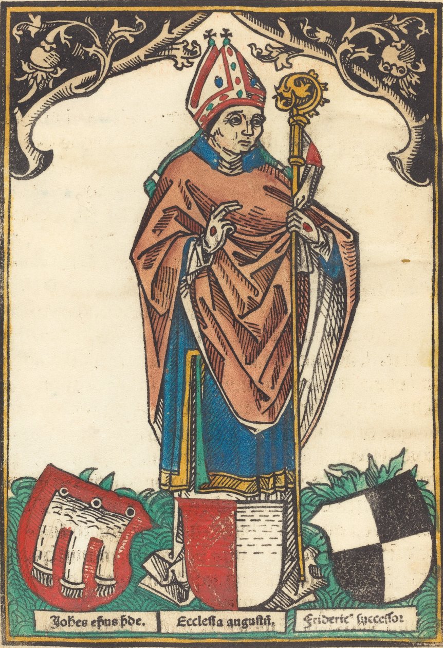 Bischof von Augsburg mit drei Wappen von Unbekannt