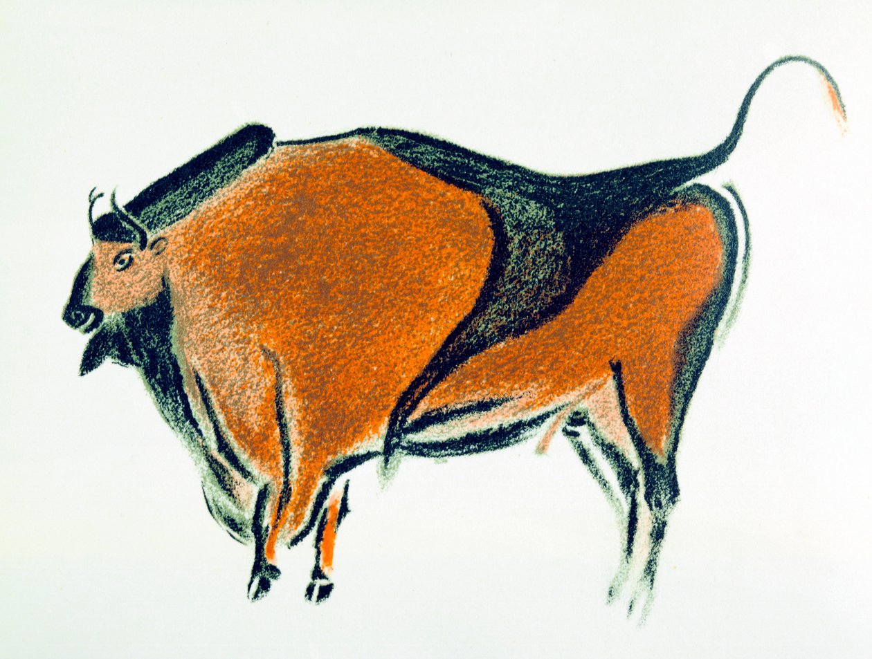 Bison, Kopie einer paläolithischen Höhlenmalerei in Altamira, Nordspanien, 1913 von Unbekannt