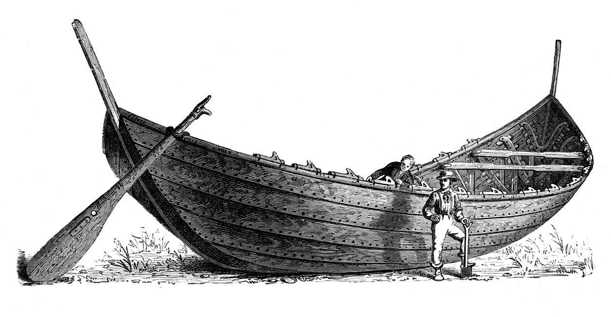 Boot für vierzehn Ruderpaare, gefunden in Nydam, Jütland, 1892 von Unbekannt