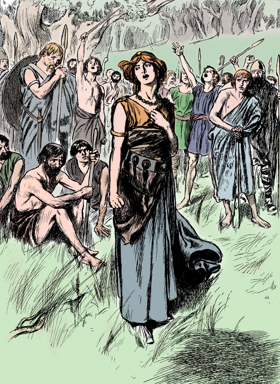 Boudicca Boadicea, 1. Jahrhundert, britische Königin der Iceni, versammelt ihre Truppen, um 1900 von Unbekannt