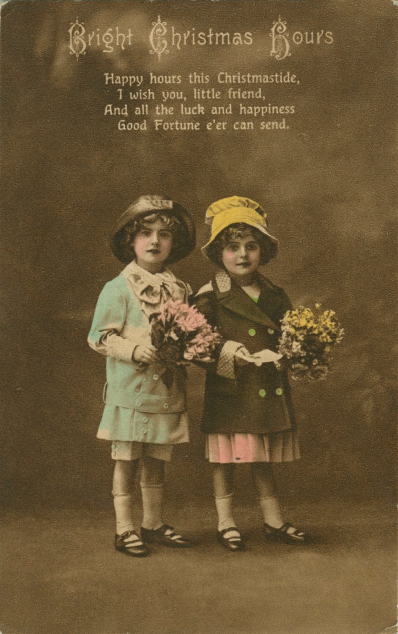 Helle Weihnachtsstunden, Vintage-Weihnachtskarte, um 1900 von Unbekannt