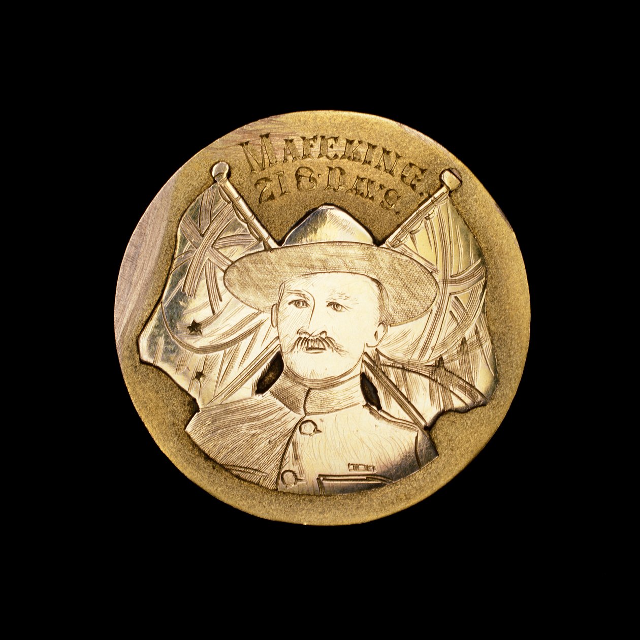 Britische Burenkrieg-Medaille zur Feier der Verteidigung gegen die Belagerung von Mafeking und Darstellung von Robert Baden-Powell von Unbekannt