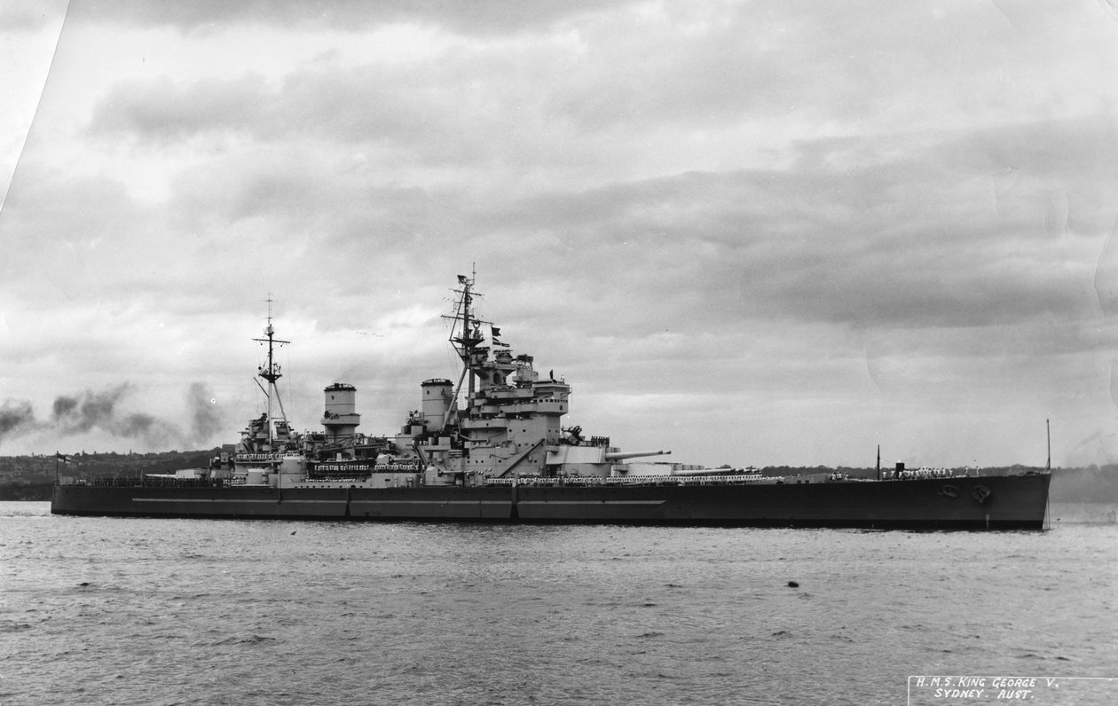 Britisches Schlachtschiff HMS King George V, Sydney, Australien, 1945 von Unbekannt