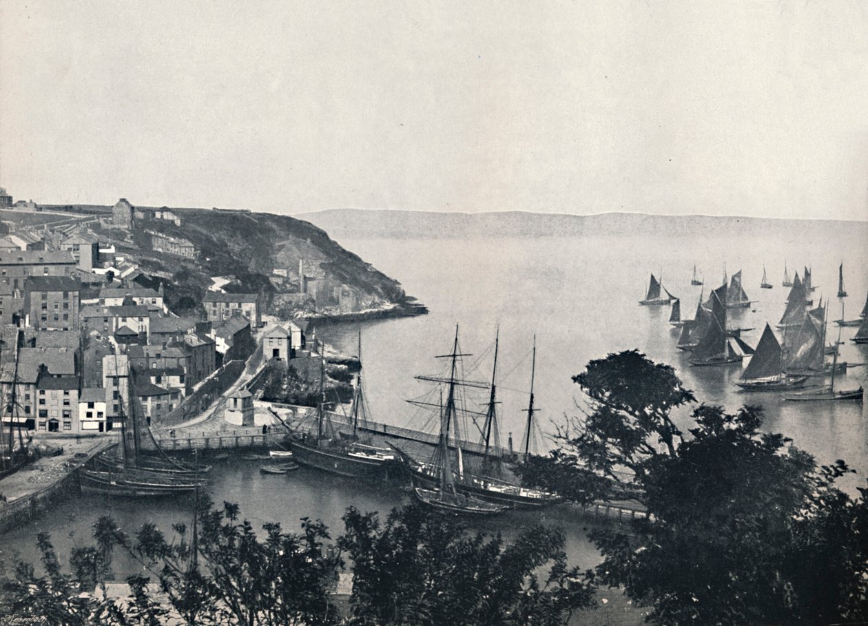 Brixham - Die Unterstadt, zeigt Fischereiflotte, 1895 von Unbekannt