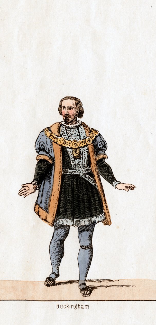 Buckingham, Kostümentwurf für Shakespeares Stück, Heinrich VIII., 19. Jahrhundert von Unbekannt