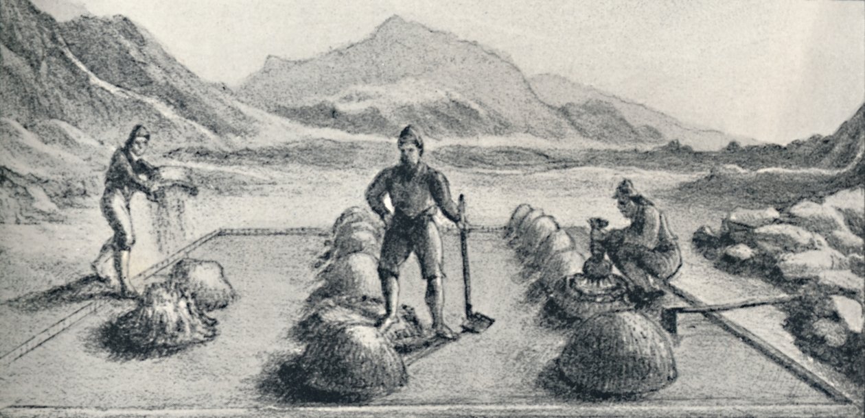 Cancha De Beneficiar, oder Methode der Amalgamation von Gold und Silber, um 1826, 1911 von Unbekannt