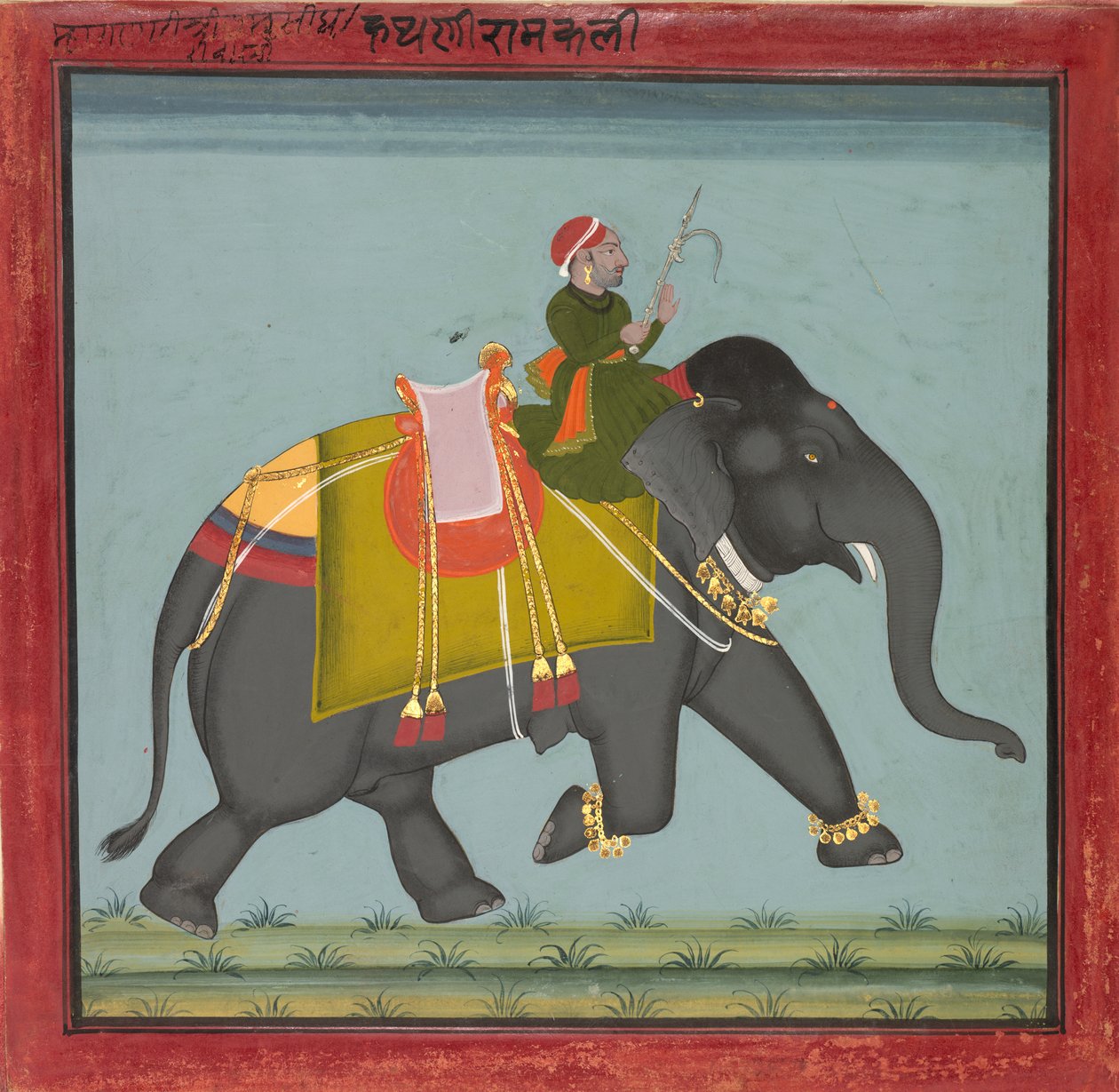 Geschmückter Elefant mit einem Mahout, datiert 1761 von Unbekannt