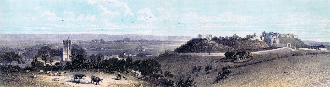 Carisbrooke Castle und Dorf, Isle of Wight, 19. Jahrhundert von Unbekannt