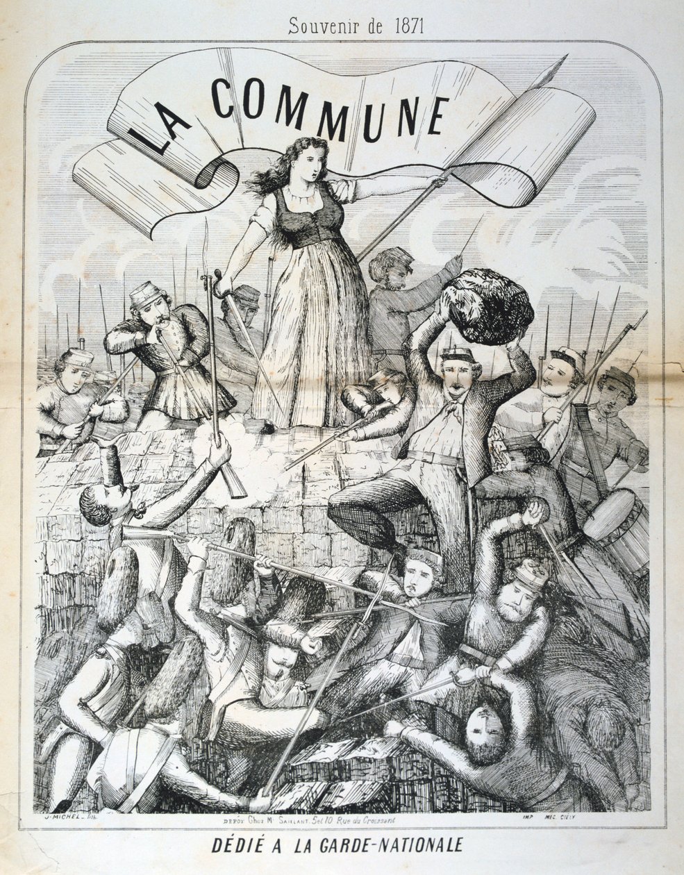 Karikatur gewidmet der Nationalgarde, Pariser Kommune, 1871 von Unbekannt