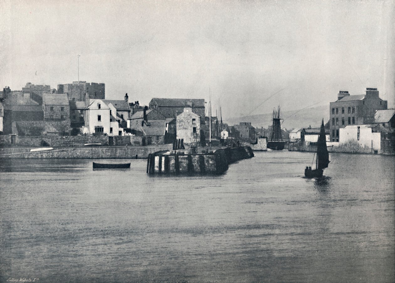 Castletown - Vom Pier aus, mit Blick auf die Burg Rushen, 1895 von Unbekannt