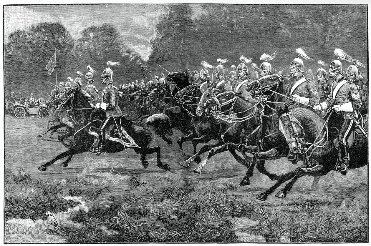 Angriff der 5. und 7. Dragonerwache, Parade im Windsor Park, 1900 von Unbekannt