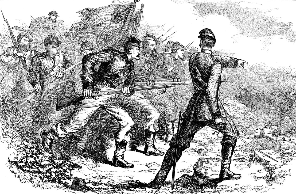 Angriff der Föderalen bei Corinth, Amerikanischer Bürgerkrieg, ca. 1880 von Unbekannt