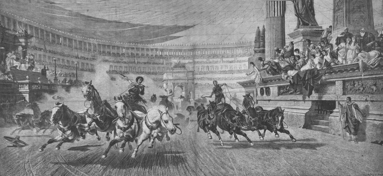 Wagenrennen im Circus Maximus in Rom, 19. Jahrhundert von Unbekannt