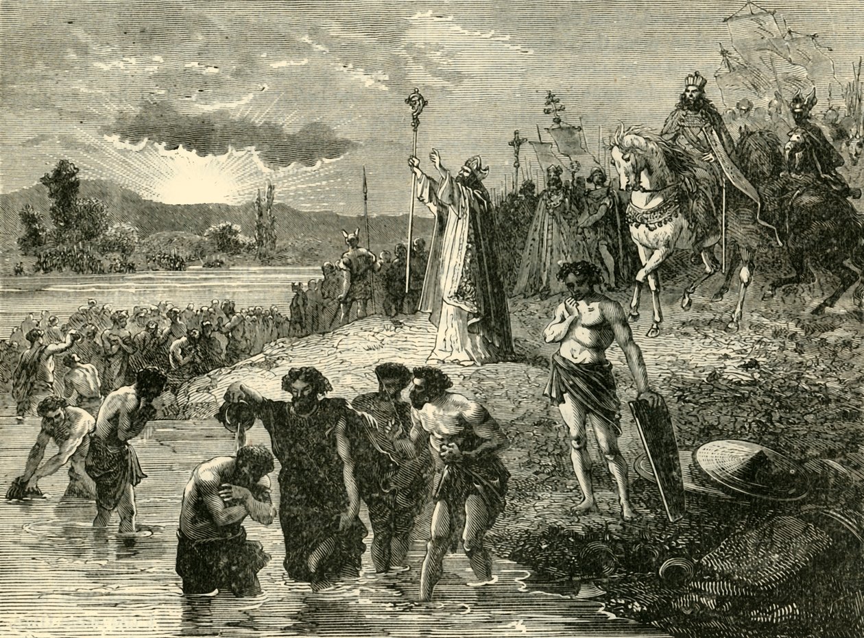 Karl der Große lässt die Sachsen in der Weser taufen, 782 n. Chr. 1890 von Unbekannt