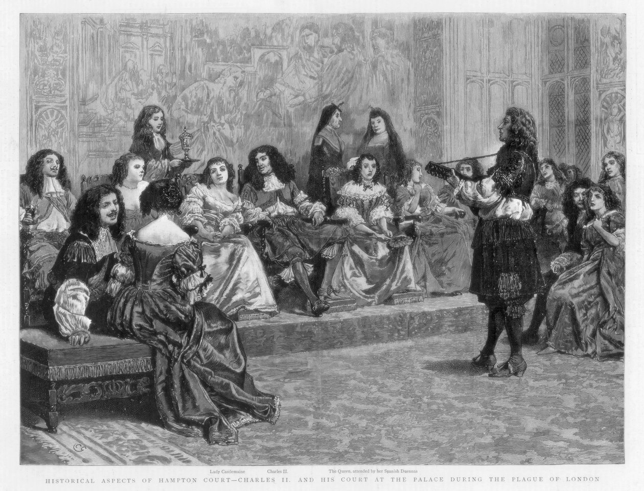 Charles II und sein Hof im Palast während der Pest von London, ca. 1665-1666 1890 von Unbekannt