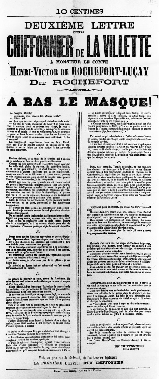 Chiffonnier de La Villette, aus französischen politischen Plakaten der Pariser Kommune, Mai 1871 von Unbekannt