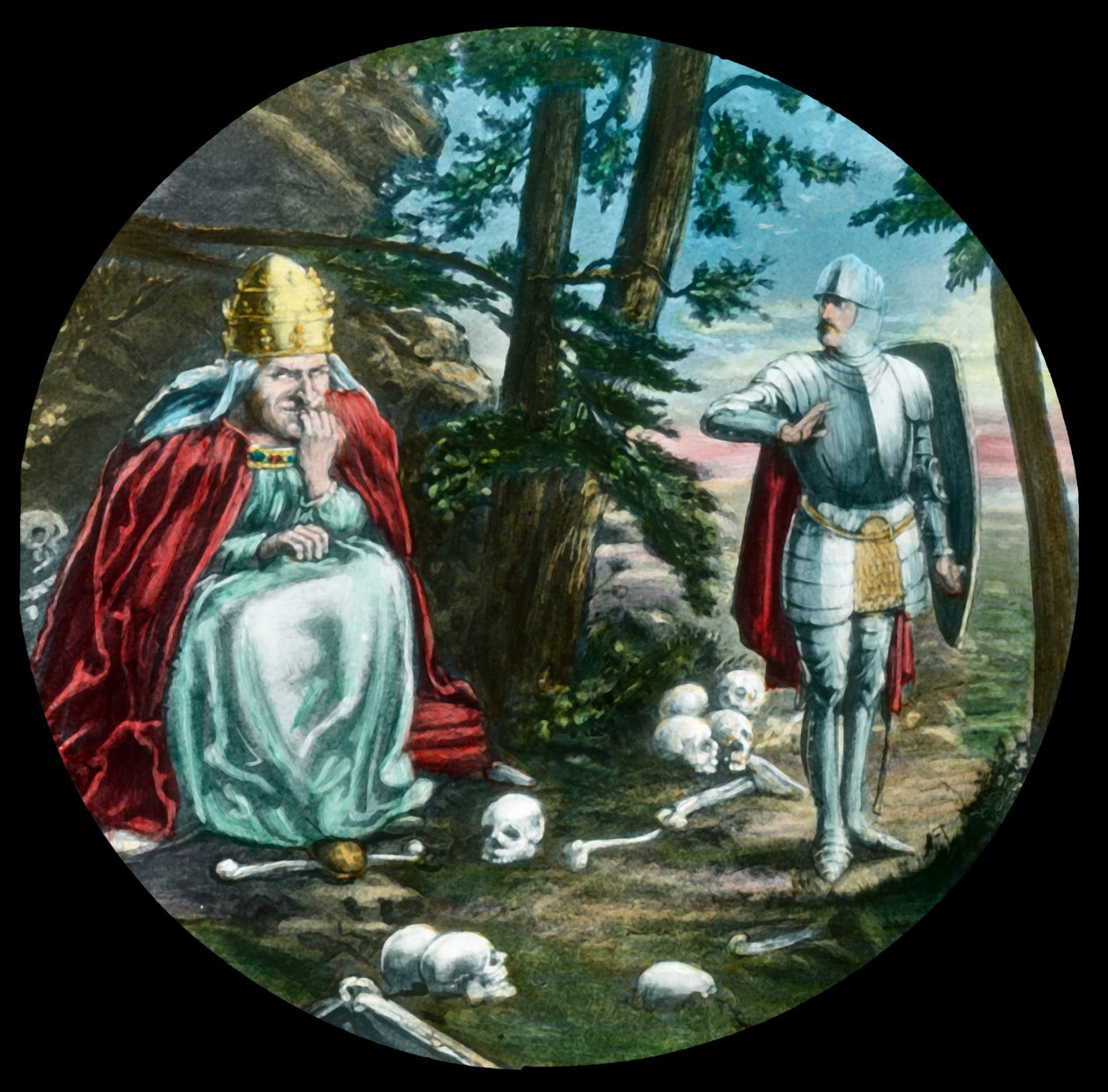 Christian vermeidet die Höhle des Riesen Papst, um 1910 von Unbekannt