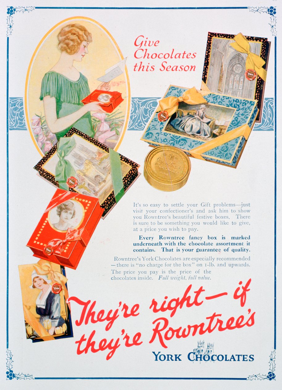 Weihnachtswerbung für Rowntrees York Chocolates, 1924 von Unbekannt