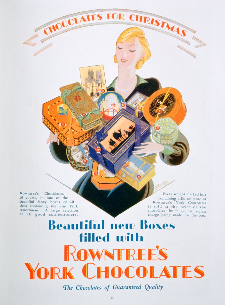 Weihnachtswerbung für Rowntrees York Chocolates, 1928 von Unbekannt