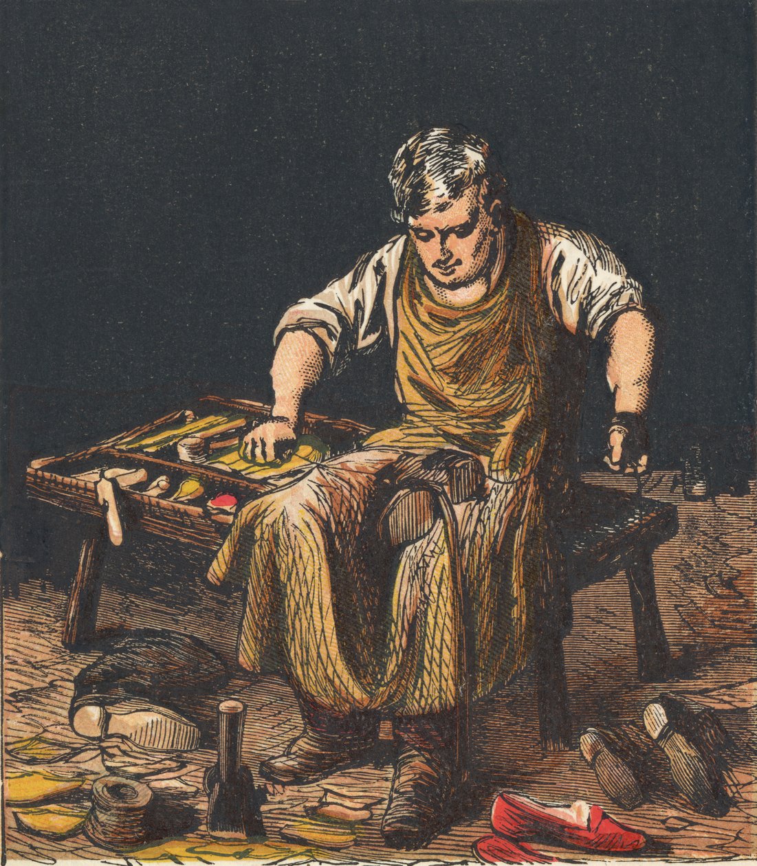 Schuster repariert Stiefel, 1867 von Unbekannt