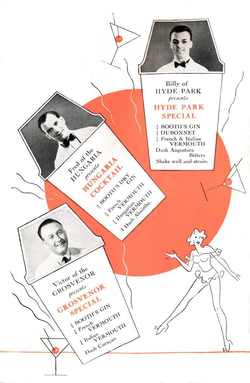 Cocktailrezepte, ca. 1935 von Unbekannt