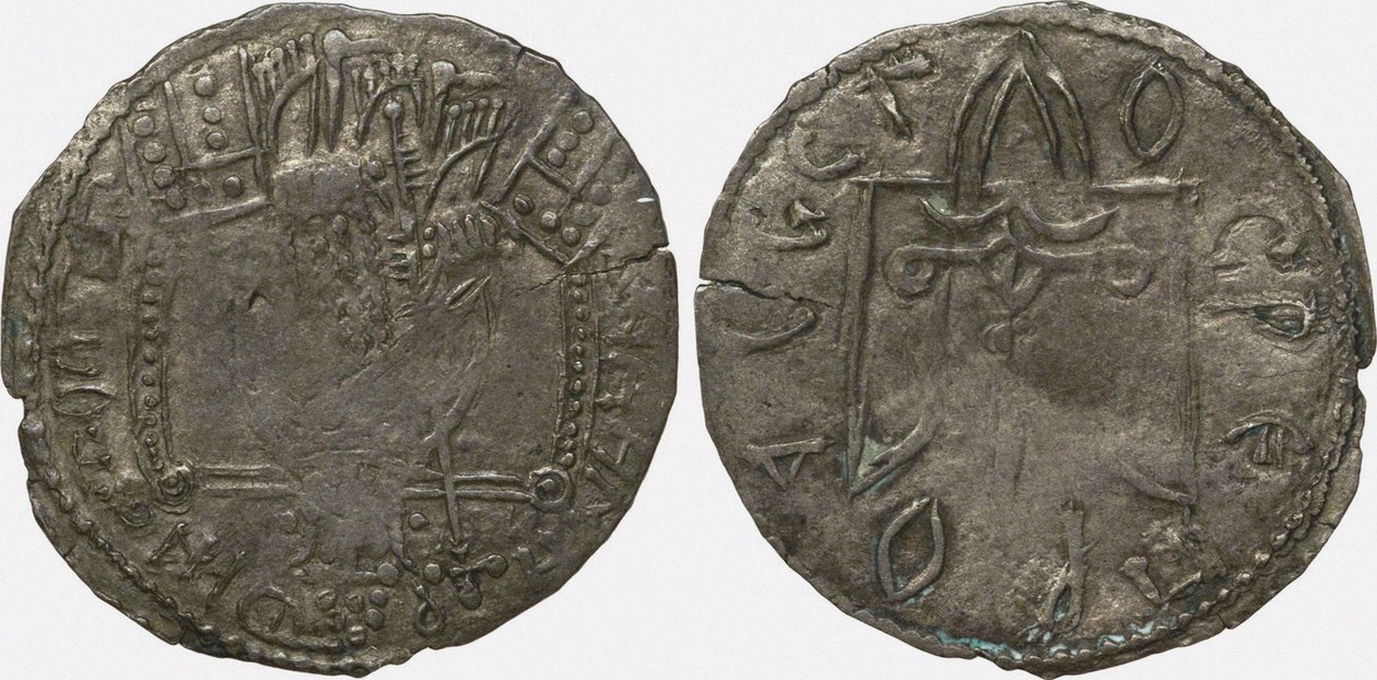 Münze Srebrennik von Großfürst Wladimir Swjatoslawitsch Rückseite: Symbol der Rurikiden, 980-1015 von Unbekannt