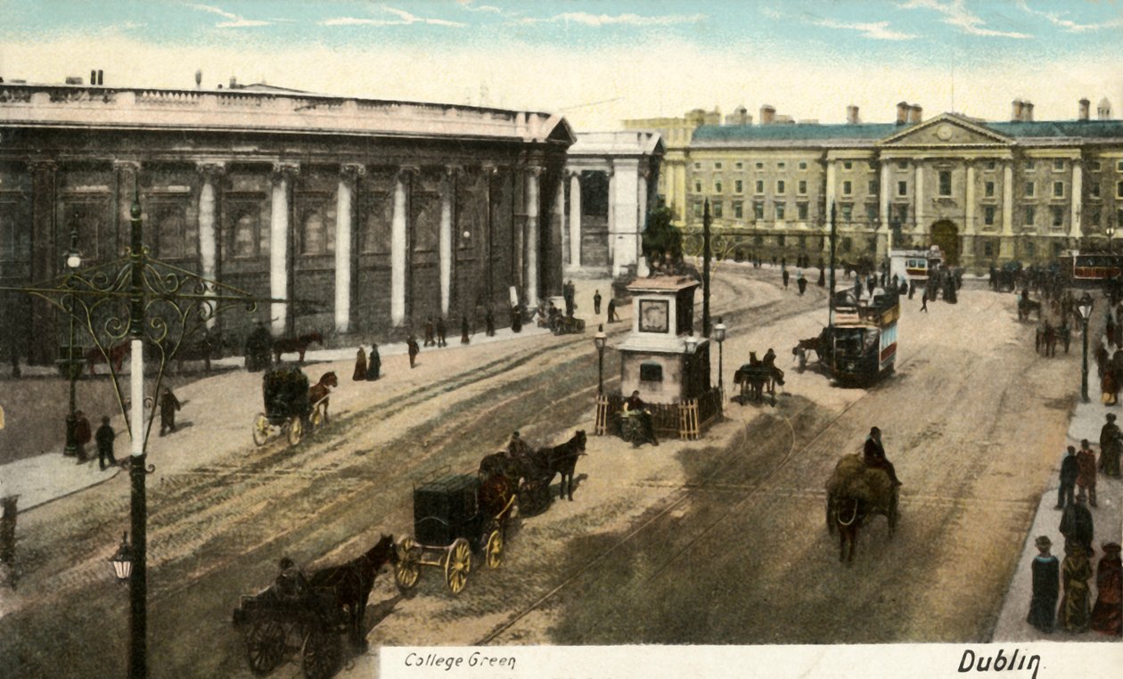 College Green - Dublin, spätes 19. - frühes 20. Jahrhundert von Unbekannt
