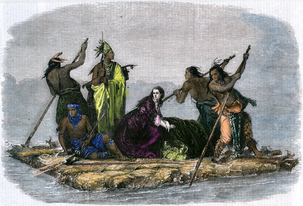 Komantschen entführen ein gefangenes Mädchen, um 1860 von Unbekannt