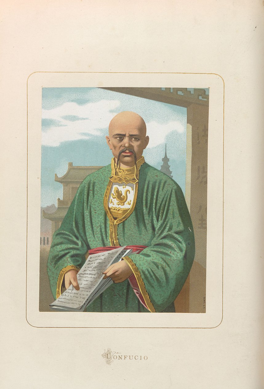 Konfuzius. Aus: Hombres y mujeres celebres de todos los tiempos von Juan Landa, 1875-1877 von Unbekannt