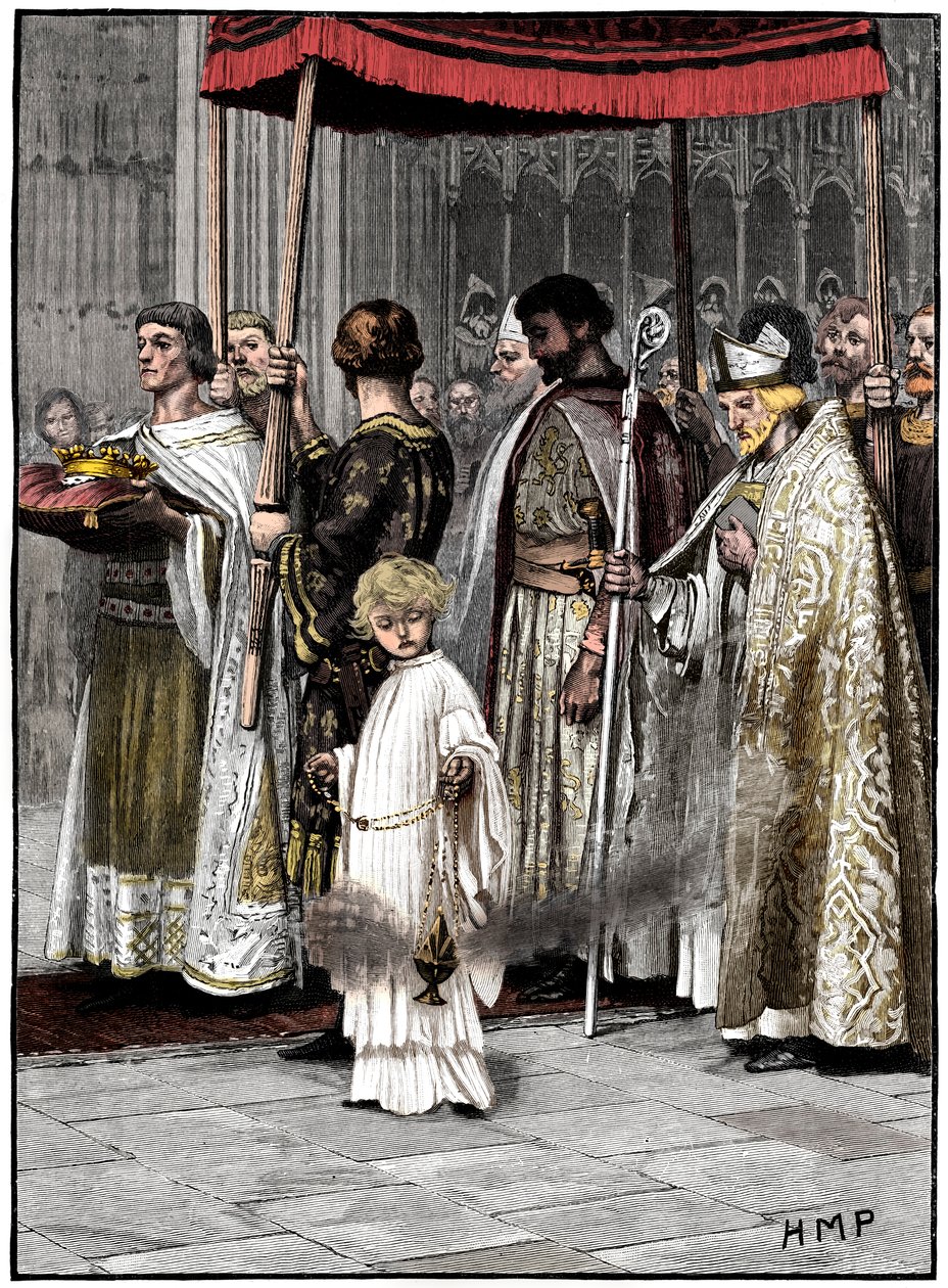 Krönung von Richard I. in der Westminster Abbey 1189, um 1880 von Unbekannt