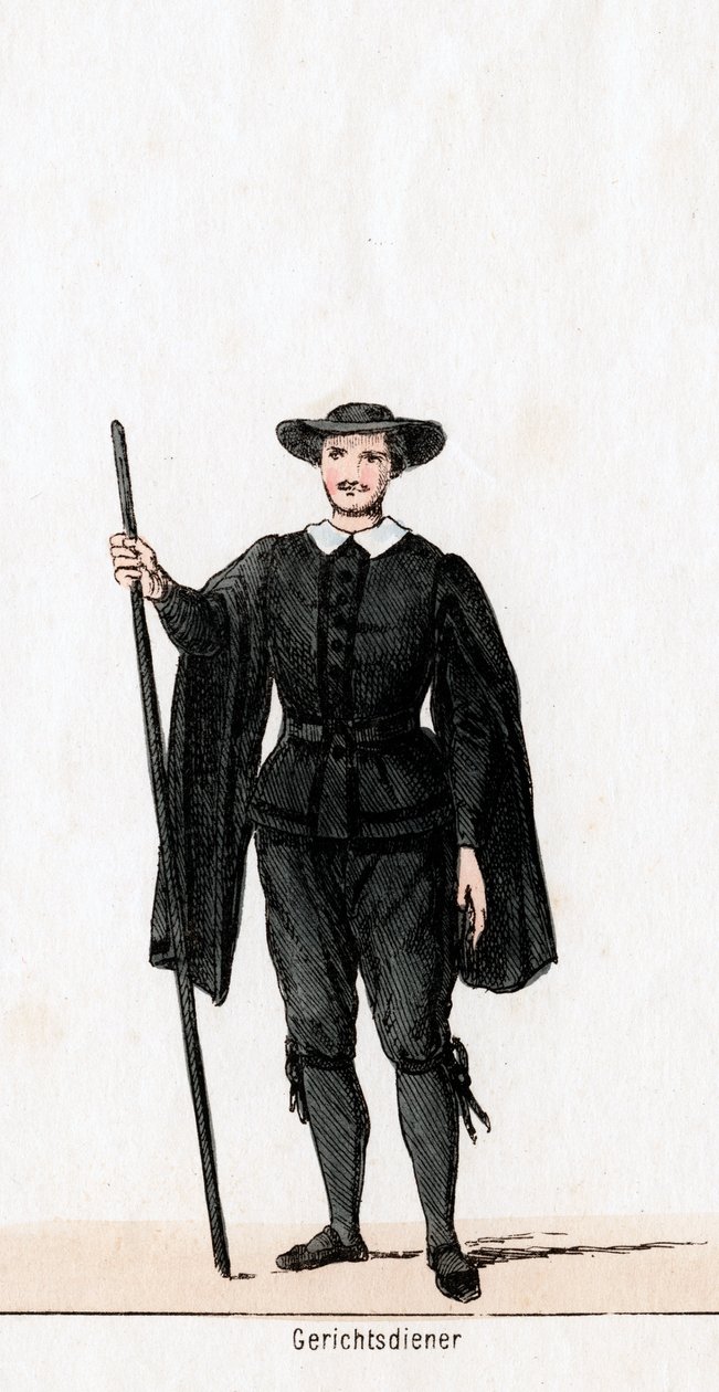 Gerichtsdiener, Kostümentwurf für Shakespeares Stück, Heinrich VIII., 19. Jahrhundert von Unbekannt