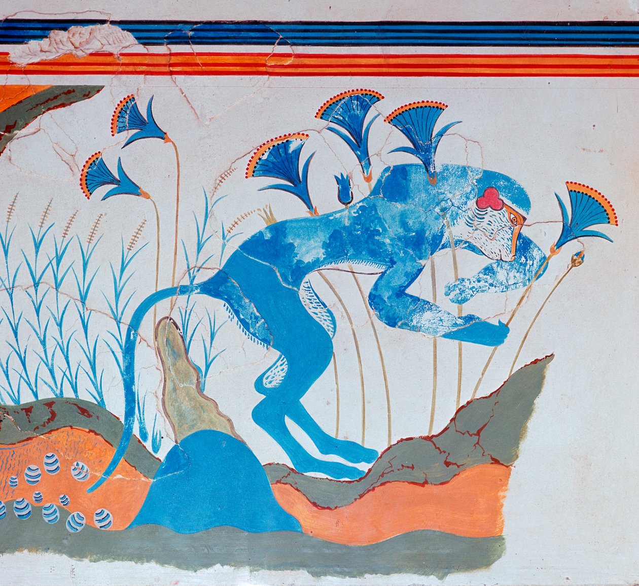 Kretisches Fresko eines Affen und Papyrus, 16.-14. Jahrhundert v. Chr. von Unbekannt