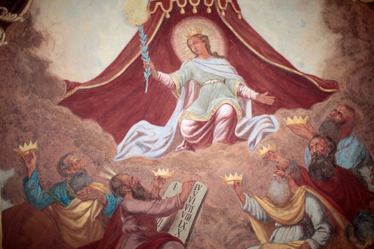 Gekrönte Maria Fresko in der Loreto-Kirche, Prag, Tschechische Republik von Unbekannt