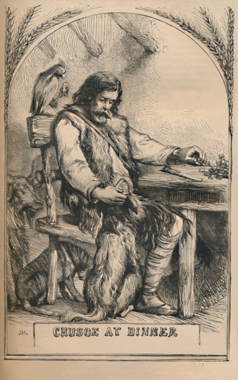 Crusoe beim Abendessen, ca. 1870 von Unbekannt