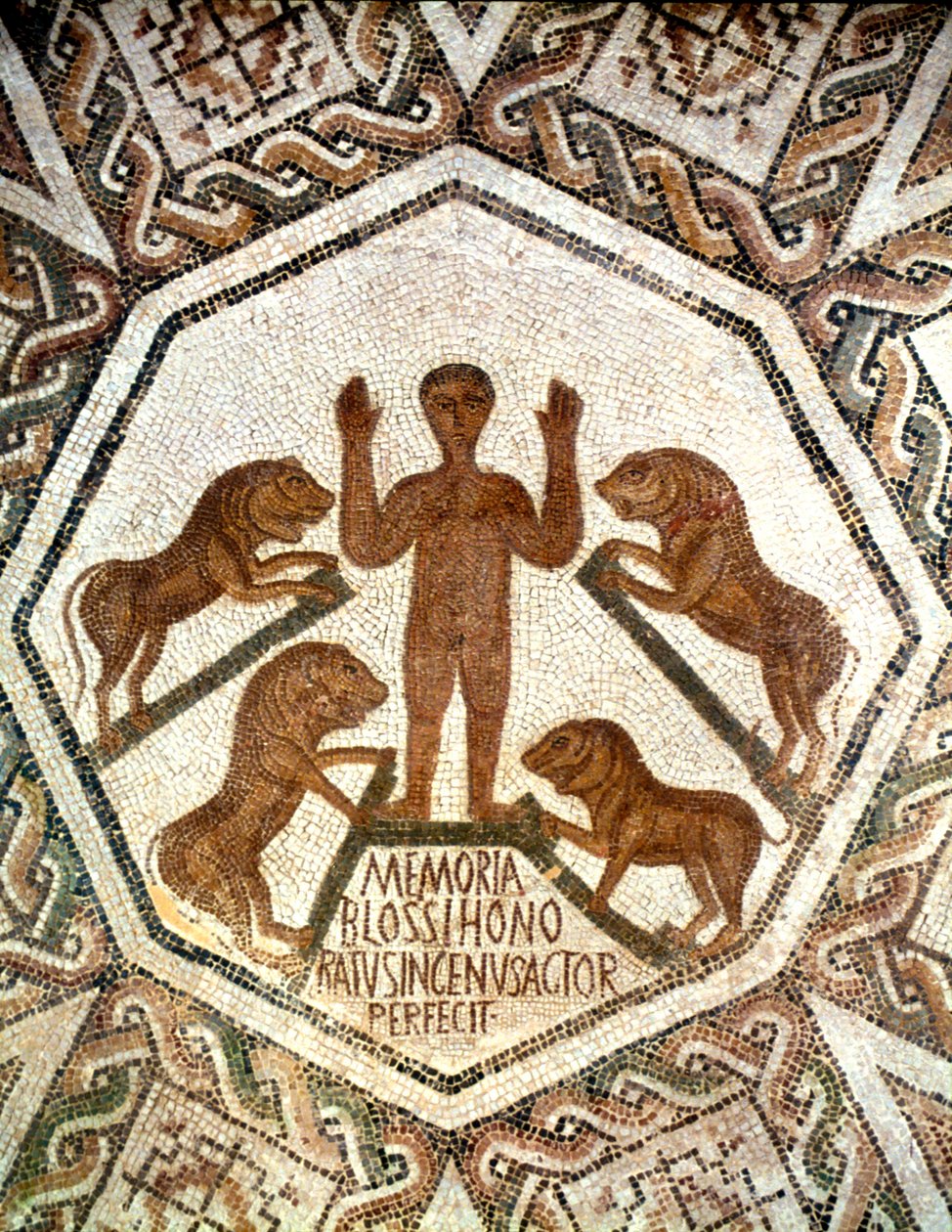 Daniel in der Löwengrube, römisches Mosaik von Unbekannt