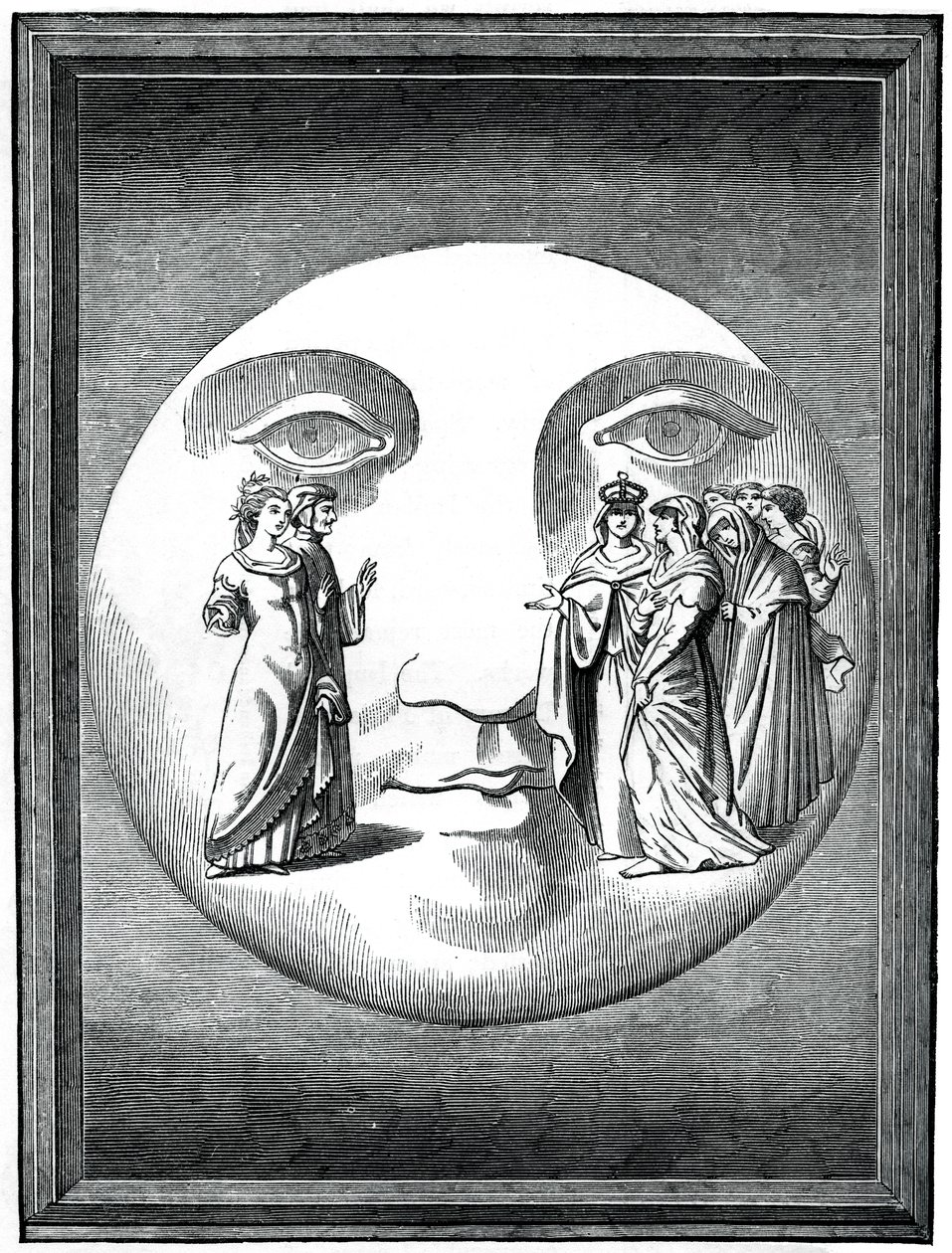 Dante und Beatrice auf den Mond transportiert, 16. Jahrhundert, 1870 von Unbekannt