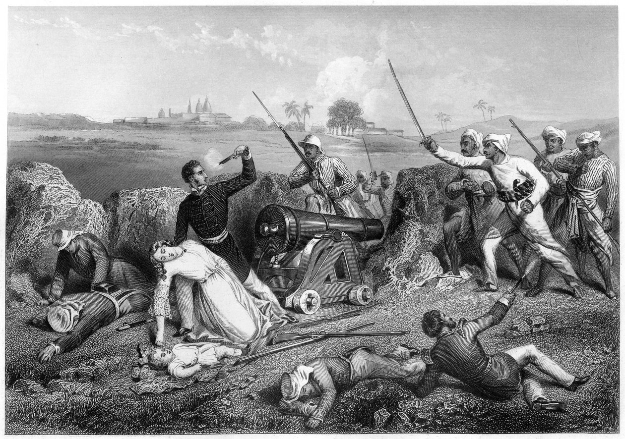 Tod von Major Skene und seiner Frau in Jhansi, 1857, ca. 1860 von Unbekannt