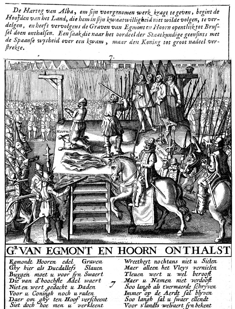 Enthauptung von Graf Egmont und Hoorn in Brüssel während der spanischen Tyrannei in den Niederlanden, 1568 von Unbekannt
