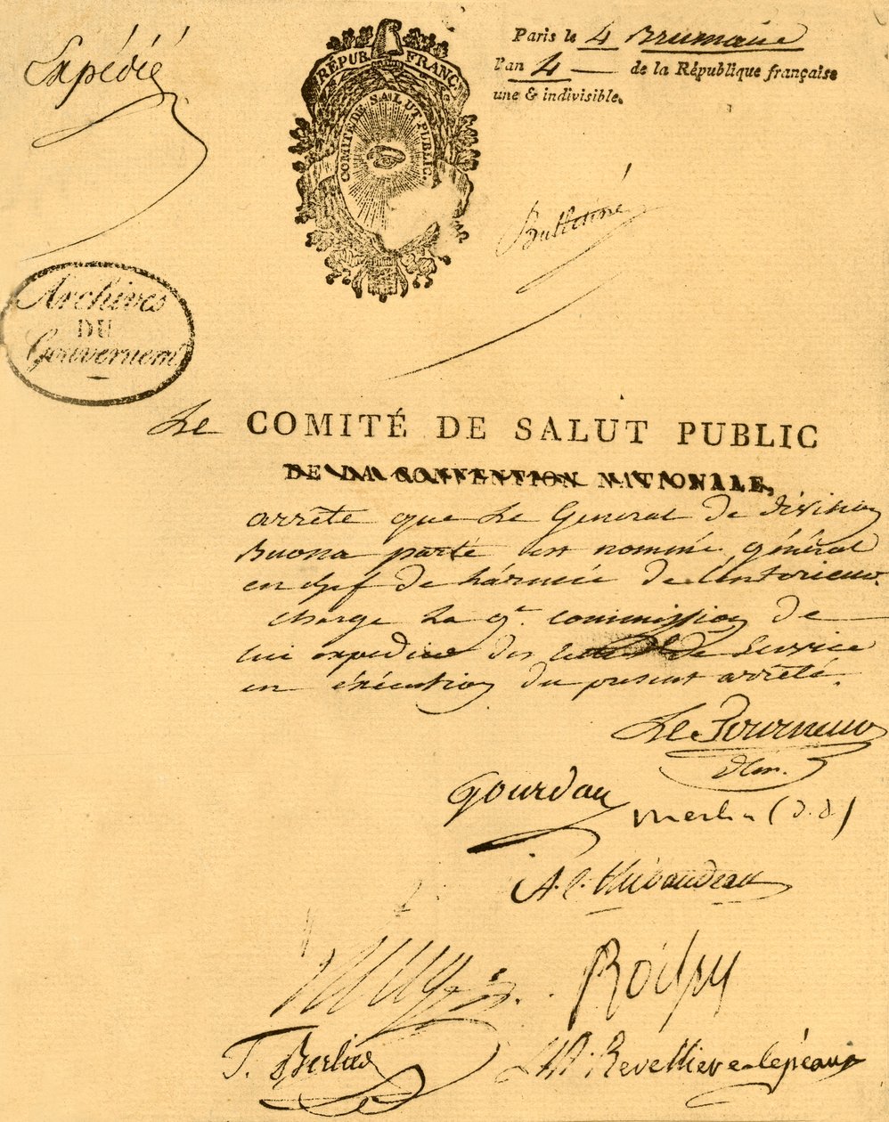 Dekret des Komitees für öffentliche Gesundheit, 26. Oktober 1795 von Unbekannt