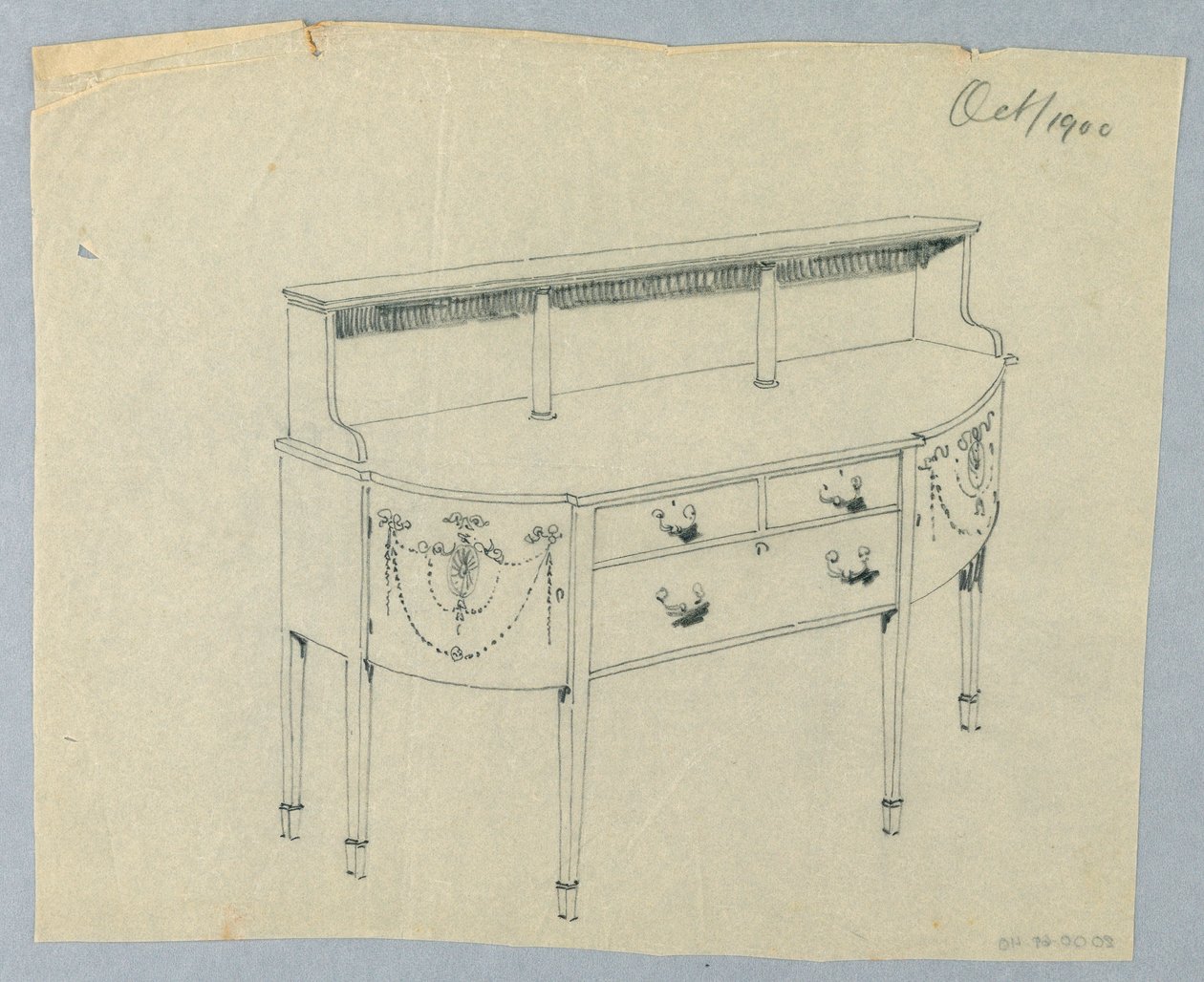 Entwurf für Sideboard mit neoklassischem Ornament, Oktober 1900 von Unbekannt