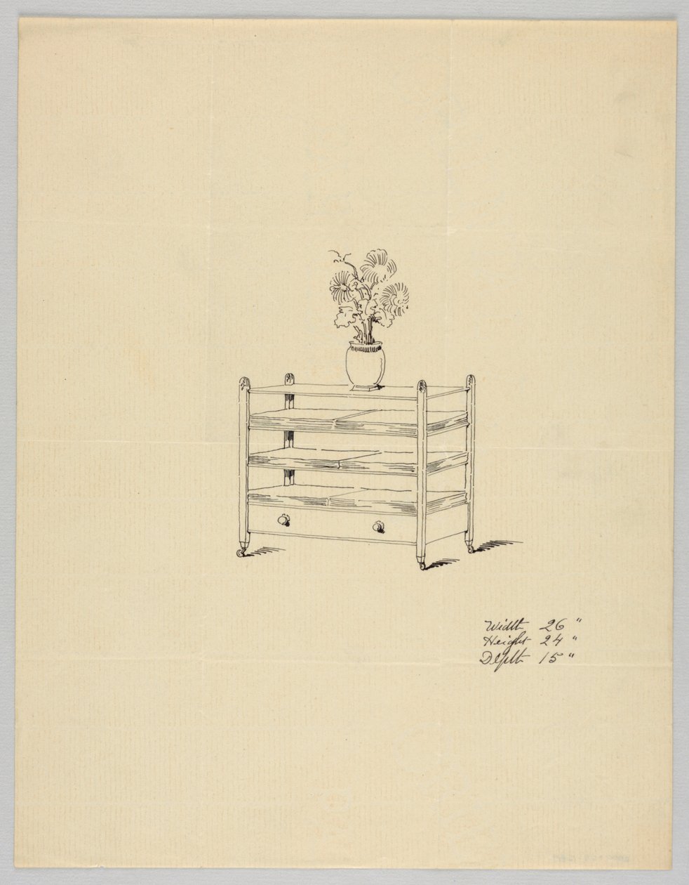 Entwurf für dreistufigen Tisch mit Vase und Blumen, 1900–05 von Unbekannt