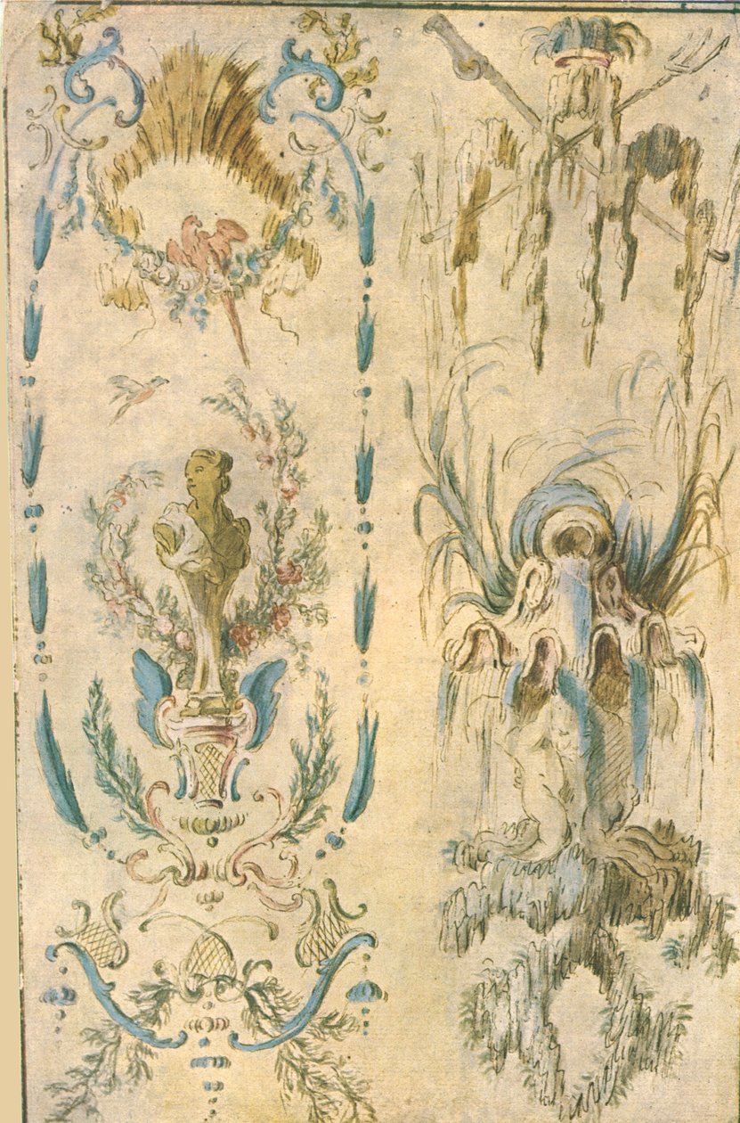 Entwurf für eine Wanddekoration, Frankreich, 1928 von Unbekannt