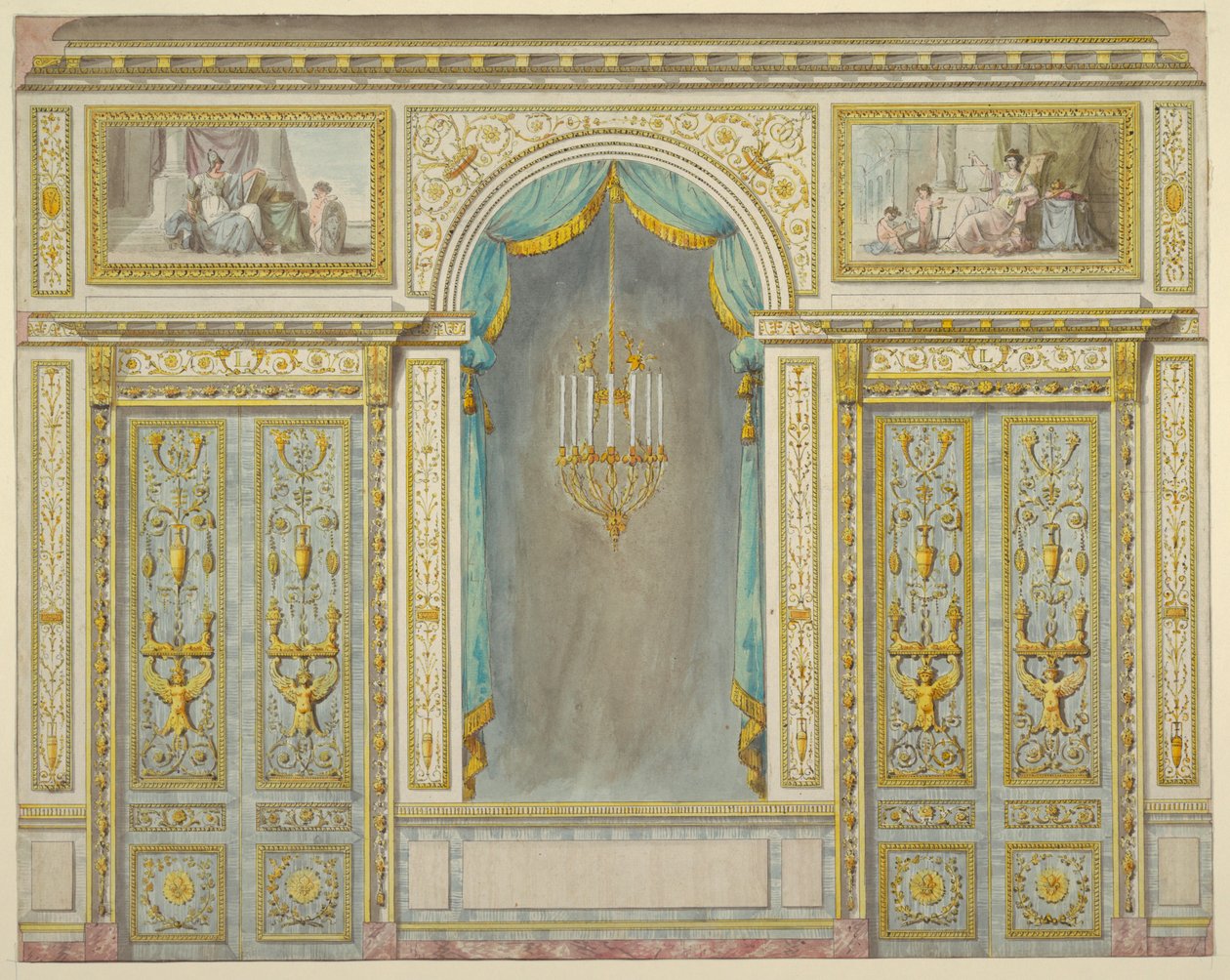 Entwurf für die Wanddekoration für Marie-Antoinettes Apartment im Schloss Fontainebleau von Unbekannt