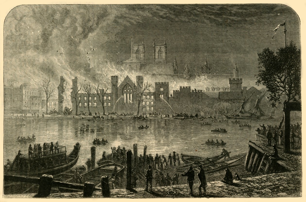 Zerstörung der alten Parlamentsgebäude, 16. Oktober 1834, 1881 von Unbekannt