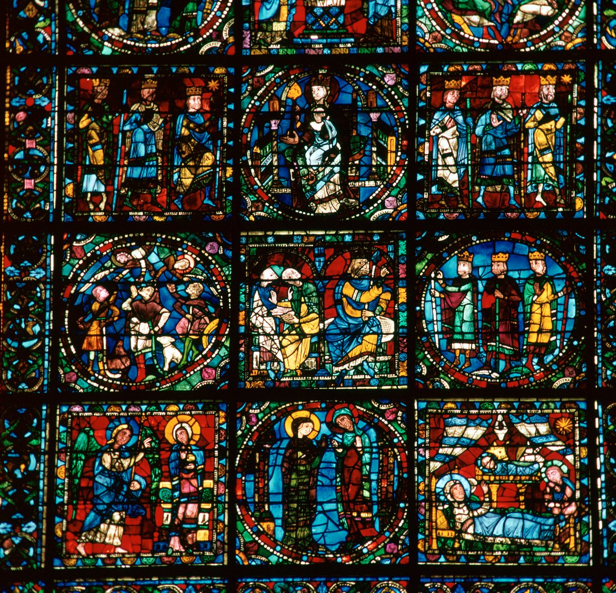 Detail des großen Westfensters der Kathedrale von Chartres, 12. Jahrhundert von Unbekannt