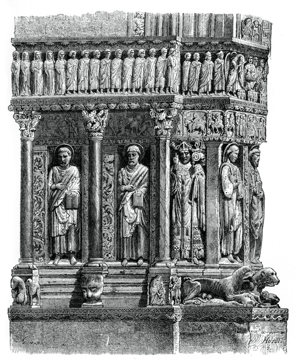 Detail des Portals von St. Trophimus, Arles, 12. Jahrhundert, 1870 von Unbekannt