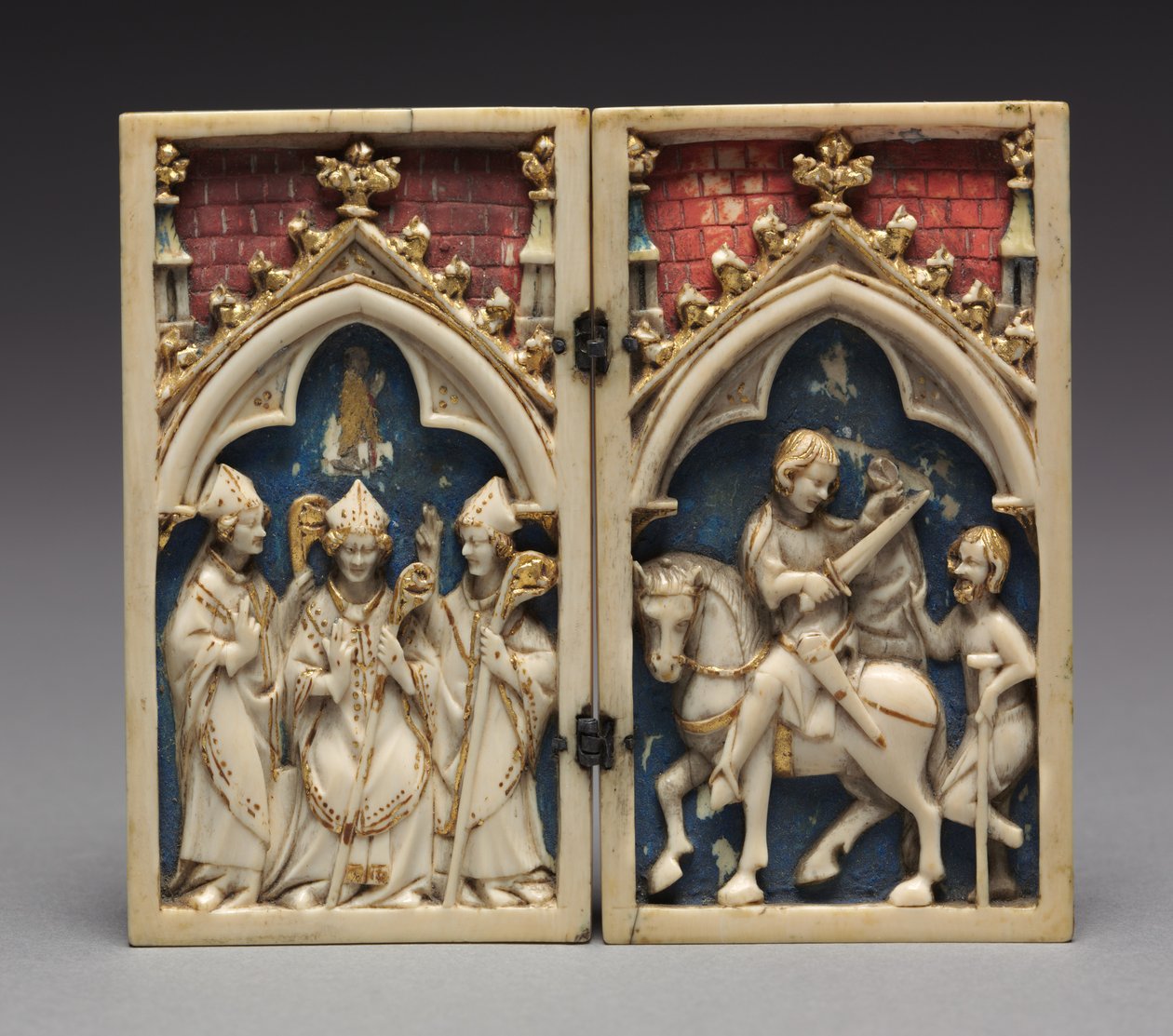 Diptychon mit Szenen aus dem Leben des Heiligen Martin von Tours: Die Weihe des Heiligen Martin..., 134 von Unbekannt