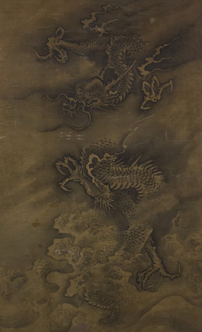 Drache inmitten von Wolken und Wellen, 15.-16. Jahrhundert von Unbekannt